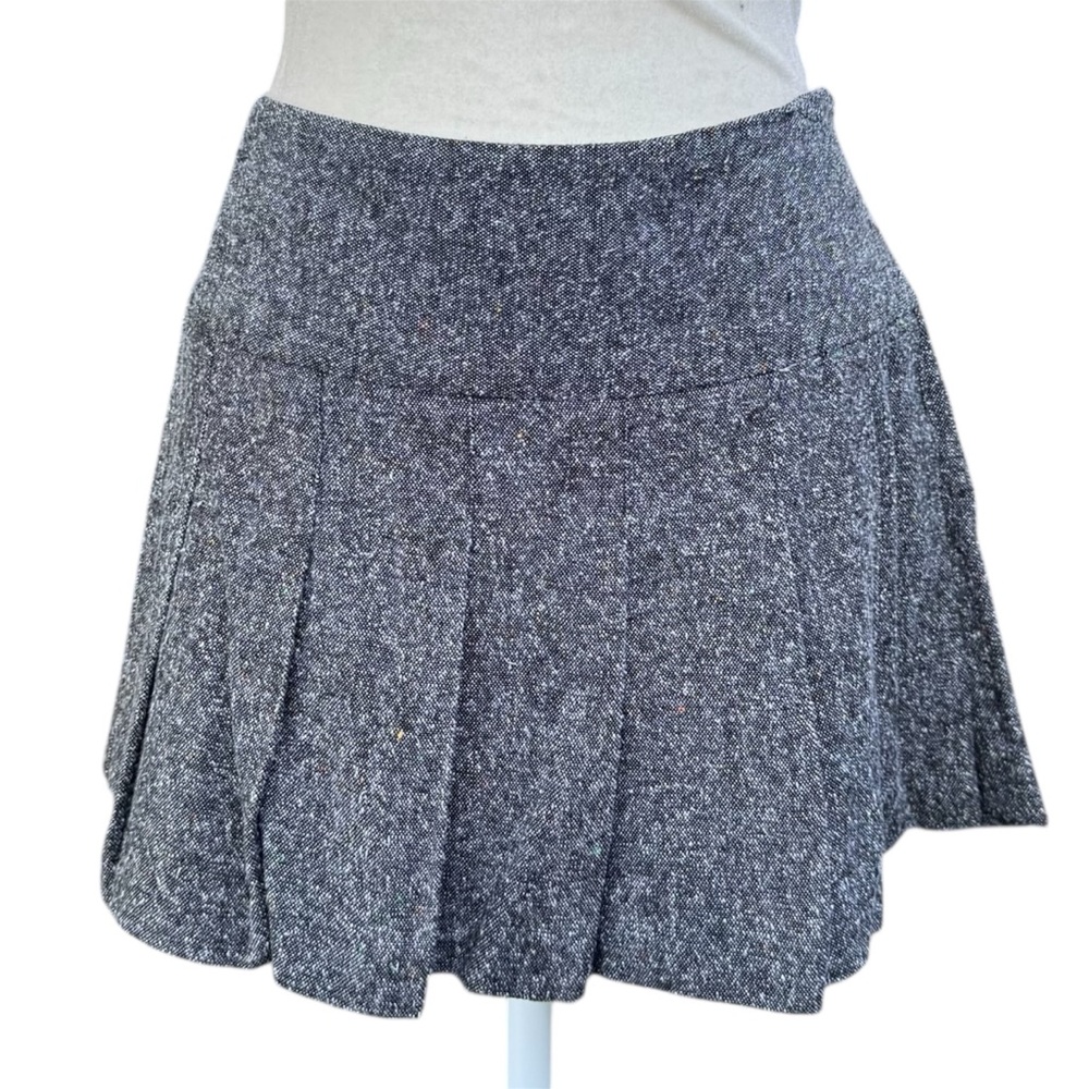 I.N Gray Speckled Pleated School Girl Mini Summer Zipper Skirt Size 7